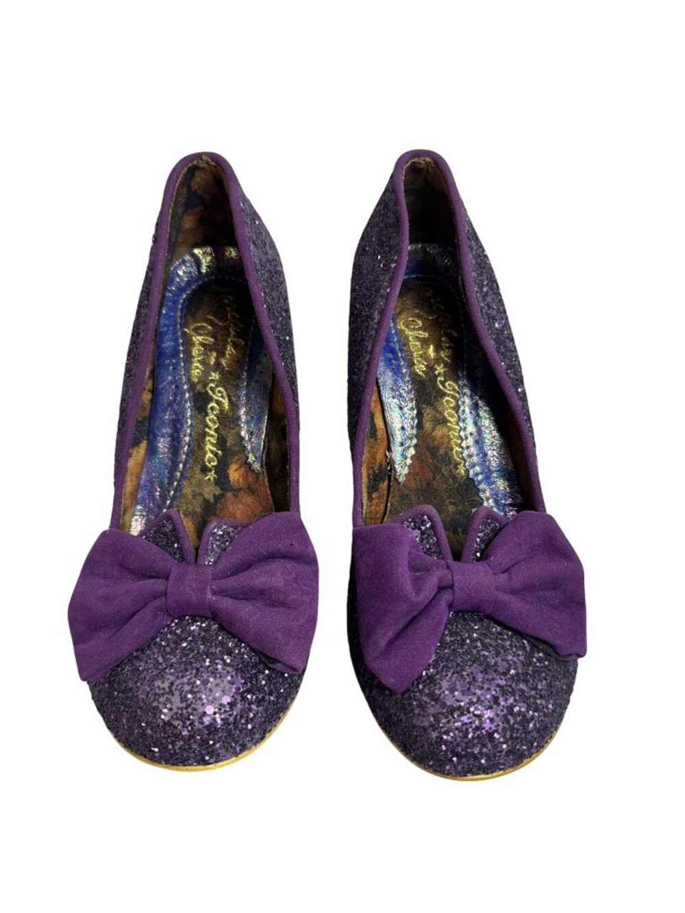 Joe Browns Vintage Purple Glitter Bow Heels Size 7.5